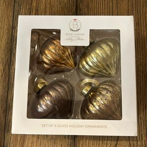 Becki Owens Glass Holiday Ornaments - Set of 4 - NWT